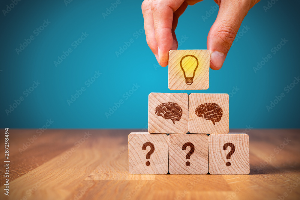 Obraz premium Creative process from questions to idea concept