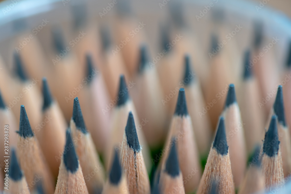 Close up front image of stacked pencils tip.shallow focus effect.. Close up front image of stacked pencils tip.shallow focus effect..