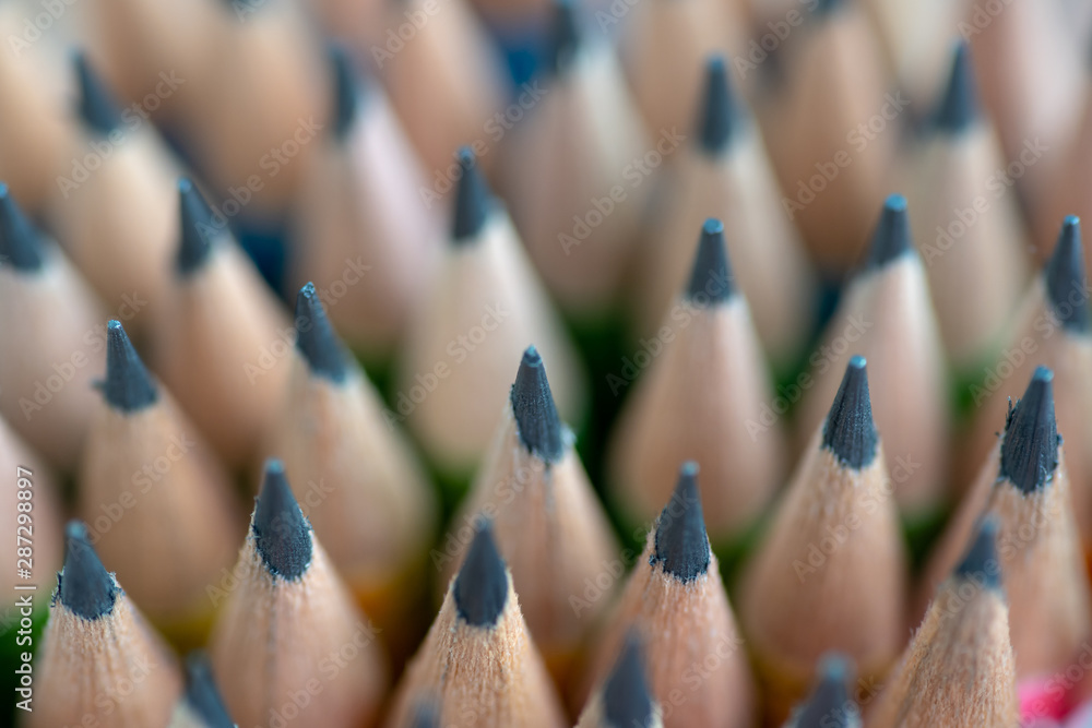 Close up front image of stacked pencils tip.shallow focus effect.. Close up front image of stacked pencils tip.shallow focus effect..