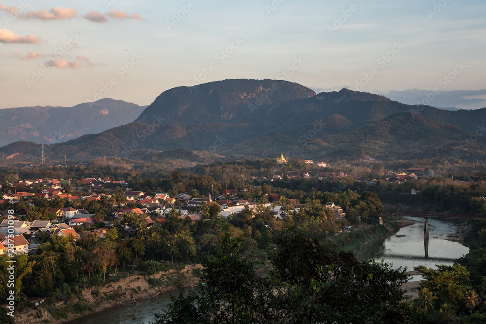 View of Luang Prabang from Mount Phousi Temple Lookout, Laos