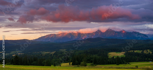 Fototapeta Naklejka Na Ścianę i Meble -  Panorama of mountains on a stormy morning-Tatra Mountains, Poland