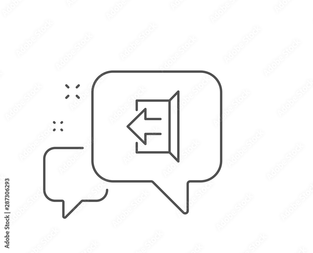Logout arrow line icon. Chat bubble design. Sign out symbol. Navigation pointer. Outline concept. Thin line sign out icon. Vector Logout arrow line icon. Chat bubble design. Sign out symbol. Navigation pointer. Outline concept. Thin line sign out icon. Vector