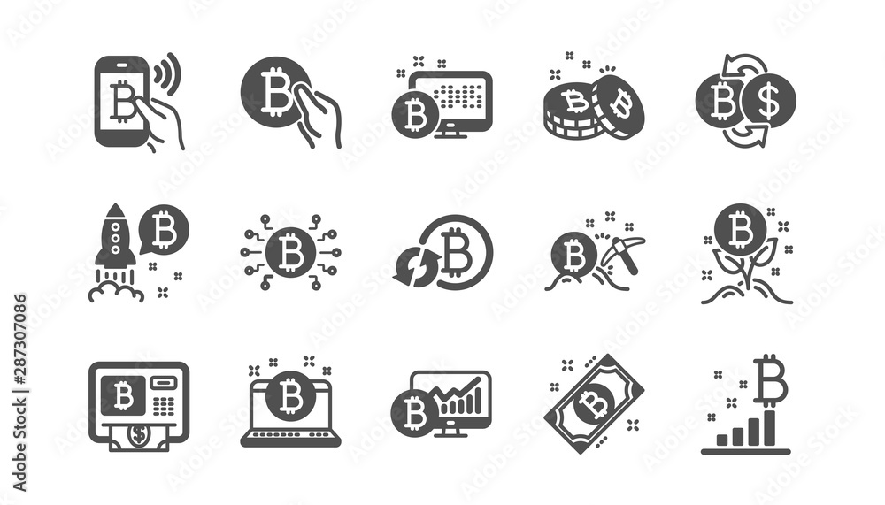 Cryptocurrency icons. Blockchain, Crypto ICO and Bitcoin. Mining classic icon set. Quality set. Vector Cryptocurrency icons. Blockchain, Crypto ICO and Bitcoin. Mining classic icon set. Quality set. Vector