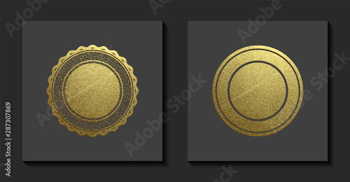 Vector illustration. Gold rubber stamp. Luxury golden vintage border.