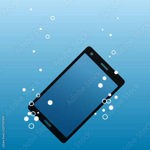 水中に落ちたスマートフォン