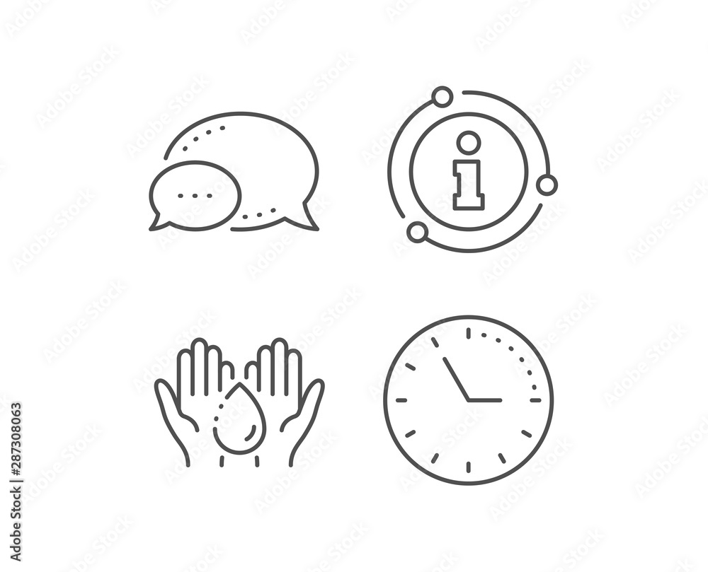 Moisturizing oil line icon. Chat bubble, info sign elements. Skin care sign. Wash hands symbol. Linear wash hands outline icon. Information bubble. Vector Moisturizing oil line icon. Chat bubble, info sign elements. Skin care sign. Wash hands symbol. Linear wash hands outline icon. Information bubble. Vector