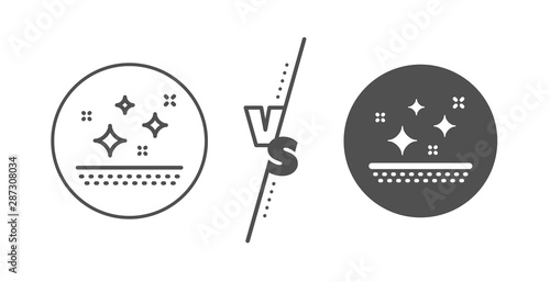 Cream care sign. Versus concept. Clean skin line icon. Cosmetic lotion symbol. Line vs classic clean skin icon. Vector