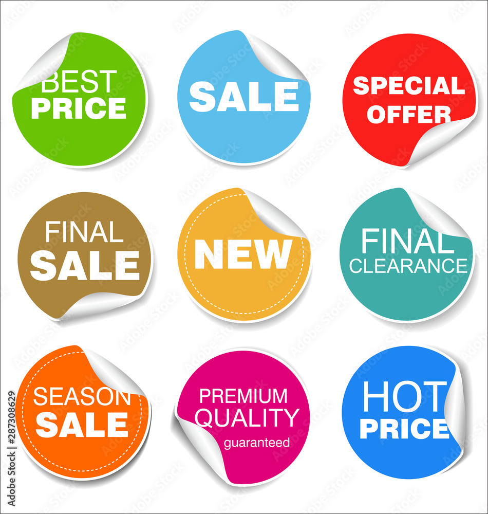 Sale colorful badges and stickers design illustration Sale colorful badges and stickers design illustration
