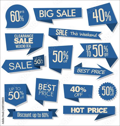 Sale colorful badges and stickers design illustration