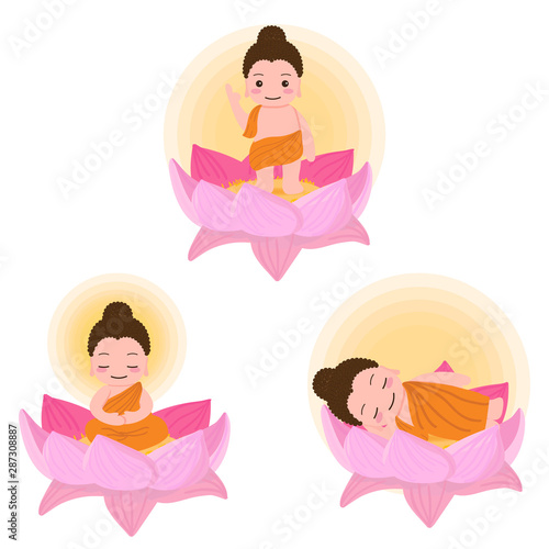 Buddha birth enlighten nirvana on Vesak day eps10 vectors illustration