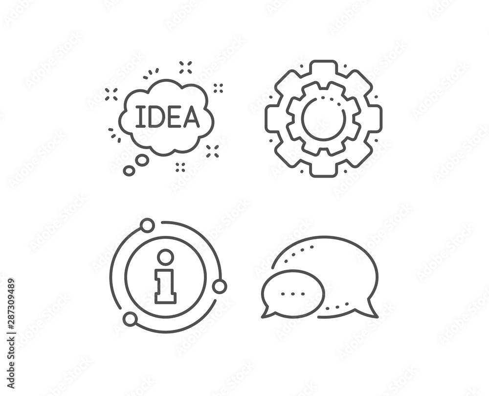 Idea speech bubble line icon. Chat bubble, info sign elements. Graphic art sign. Inspiration symbol. Linear idea outline icon. Information bubble. Vector Idea speech bubble line icon. Chat bubble, info sign elements. Graphic art sign. Inspiration symbol. Linear idea outline icon. Information bubble. Vector