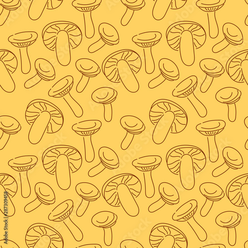 Seamless patterns from Mushroom. Hand drawn sketch vector illustration. Fresh organic food
