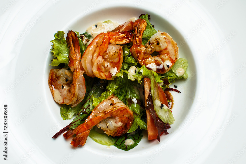 prawn shrimp salad on a white plate prawn shrimp salad on a white plate