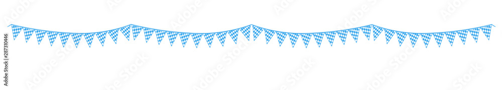 extra lange Wimpelkette mit diagonale Rautenmuster in Blau Weiß  - obrazy, fototapety, plakaty 
