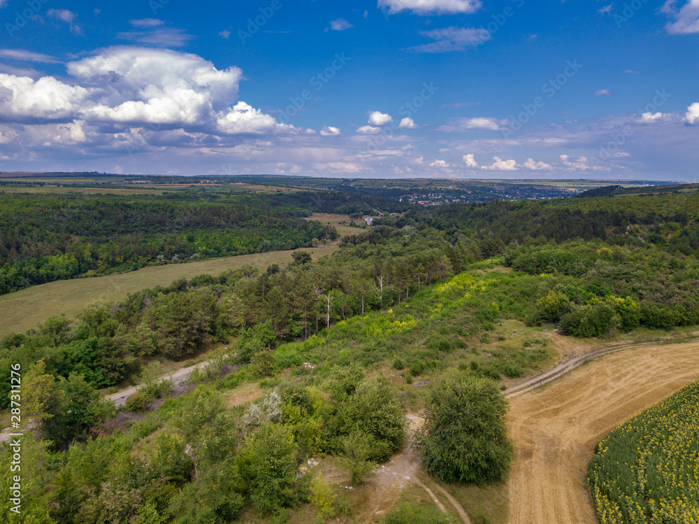 Aerial view of farm lands in Moldova republic of