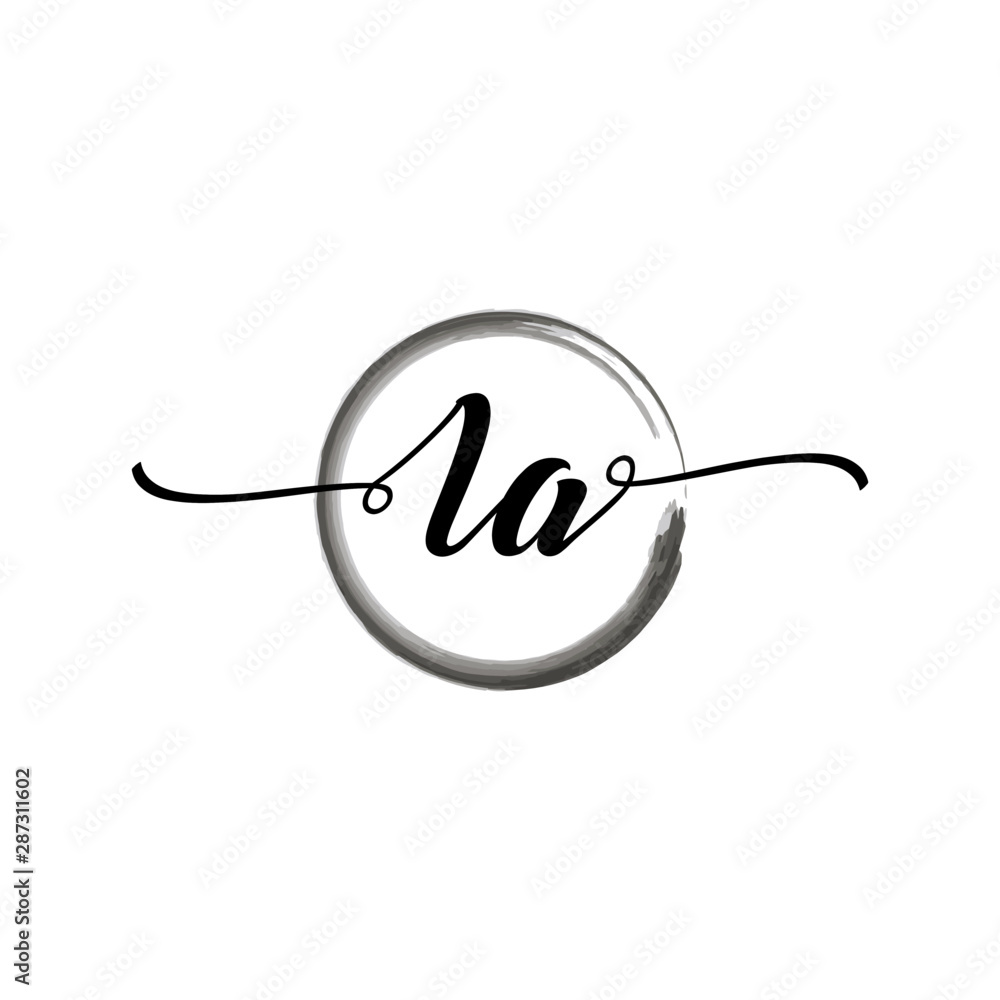 LA initial handwriting logo template. round logo in watercolor color with handwritten letters in the middle. Handwritten logos are used for, weddings, fashion, jewelry, boutiques and business LA initial handwriting logo template. round logo in watercolor color with handwritten letters in the middle. Handwritten logos are used for, weddings, fashion, jewelry, boutiques and business