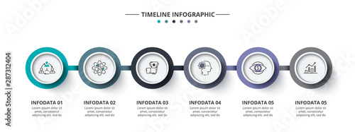 Vector infographic circle design template with icons. Can be used for process diagram, presentations, workflow layout, banner, flow chart, info graph with 6 options or steps.
