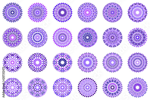 Round colorful geometrical stone mandala symbol set - ornamental vector graphic designs from geometric shapes