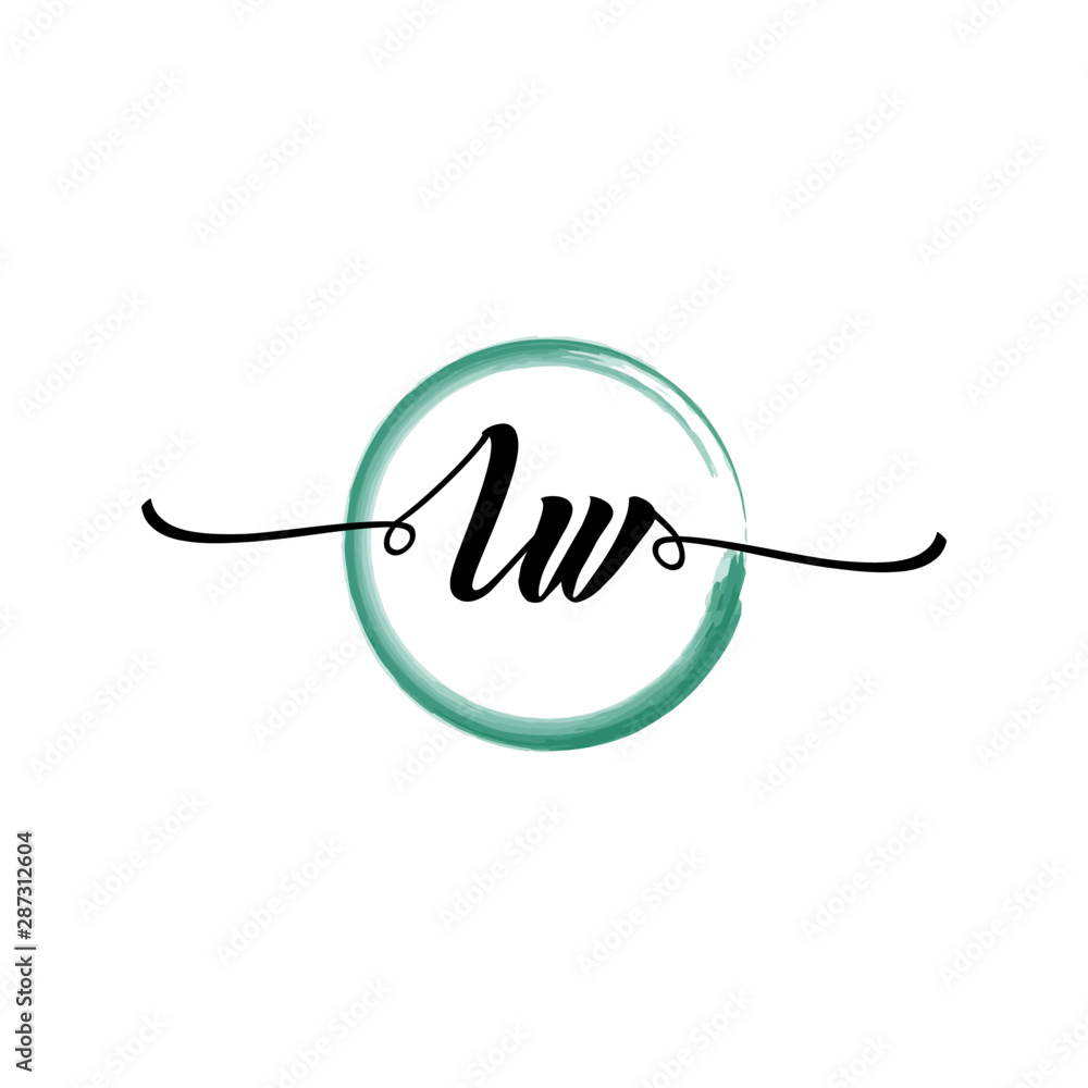 LW initial handwriting logo template. round logo in watercolor color with handwritten letters in the middle. Handwritten logos are used for, weddings, fashion, jewelry, boutiques and business LW initial handwriting logo template. round logo in watercolor color with handwritten letters in the middle. Handwritten logos are used for, weddings, fashion, jewelry, boutiques and business
