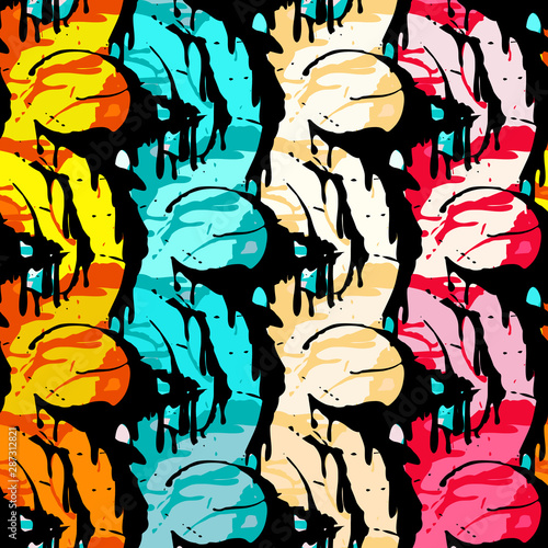 Vintage seamless illustration in graffiti style for your design