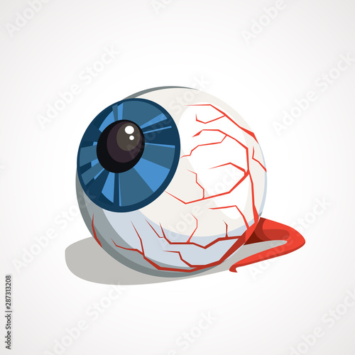 Vector comic illustration of horror Halloween eyeball.