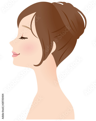 目を閉じた女性 横顔 Stock Illustration Adobe Stock