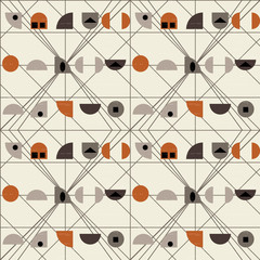 Keuken achterwand Jaren 50 patronen Mid-century geïnspireerd stoffenpatroon  © dinadankersdesign