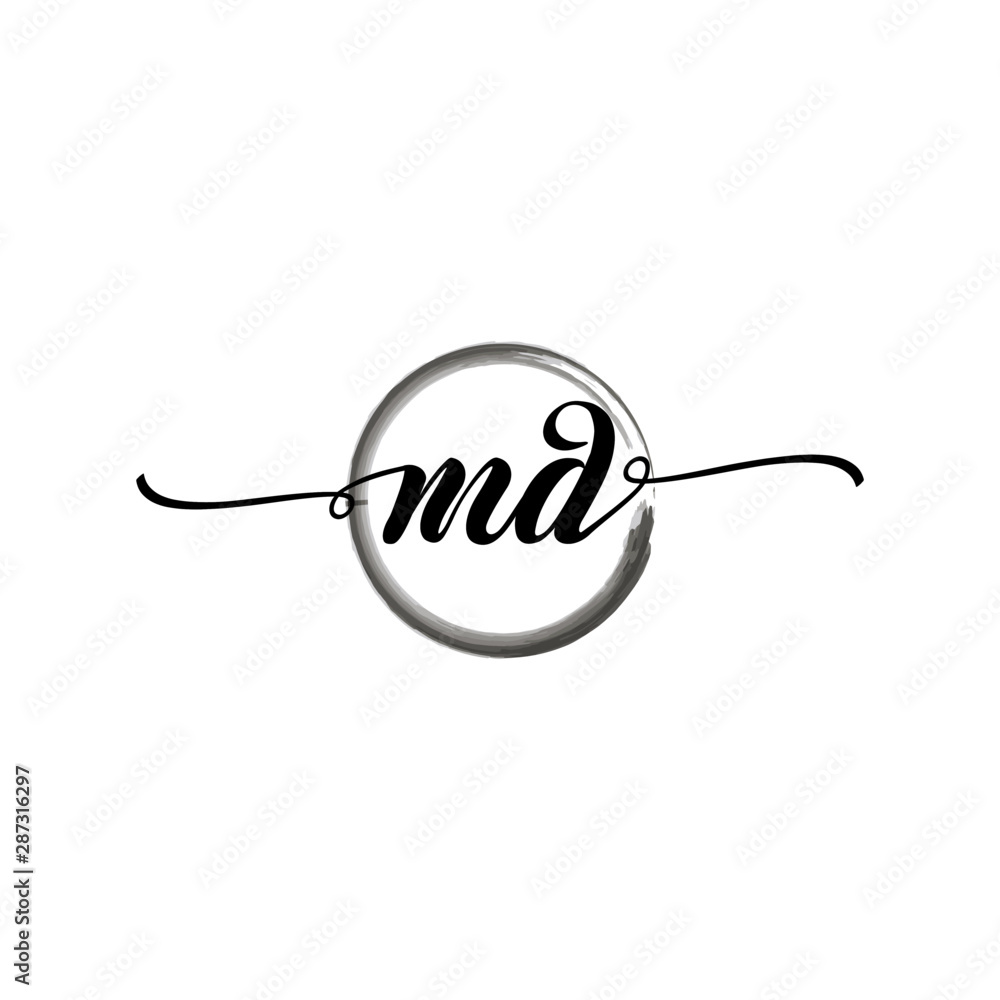 MD initial handwriting logo template. round logo in watercolor color with handwritten letters in the middle. Handwritten logos are used for, weddings, fashion, jewelry, boutiques and business MD initial handwriting logo template. round logo in watercolor color with handwritten letters in the middle. Handwritten logos are used for, weddings, fashion, jewelry, boutiques and business