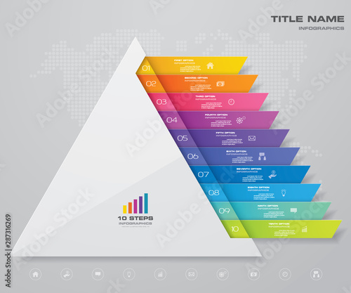 10 steps pyramid with free space for text on each level. infographics, presentations or advertising. EPS10.