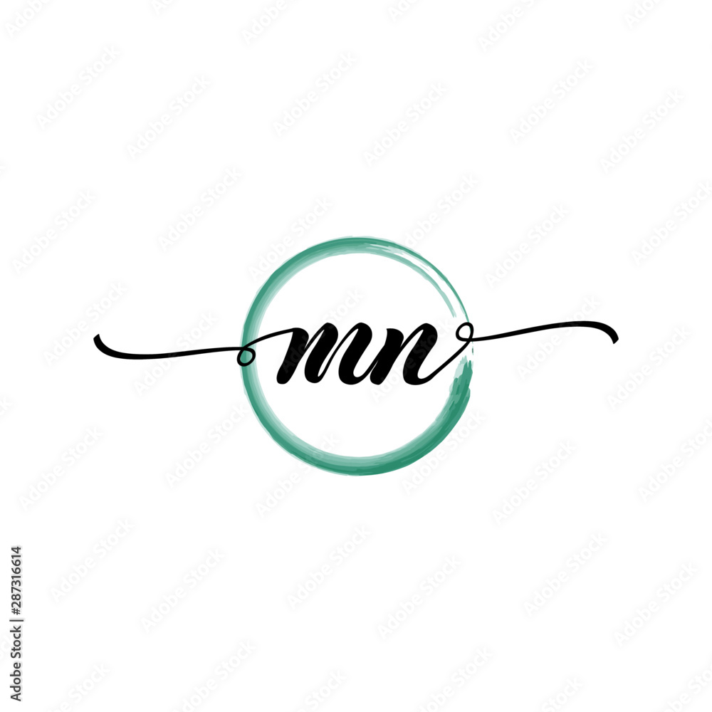 MN initial handwriting logo template. round logo in watercolor color with handwritten letters in the middle. Handwritten logos are used for, weddings, fashion, jewelry, boutiques and business MN initial handwriting logo template. round logo in watercolor color with handwritten letters in the middle. Handwritten logos are used for, weddings, fashion, jewelry, boutiques and business
