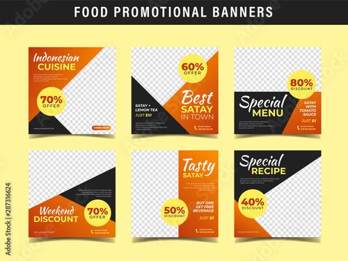 Food promotional banner for indonesian satay restaurant