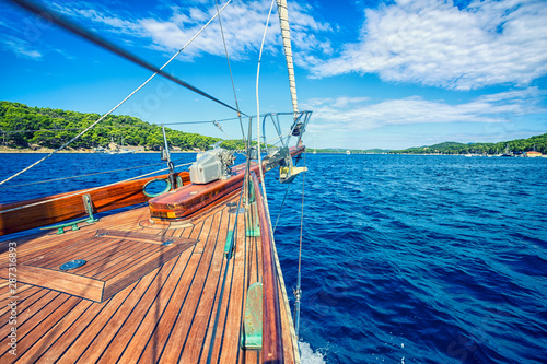 yacht bow in Mediterranean sea