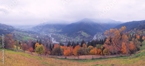 Carpatian mountains at the fog