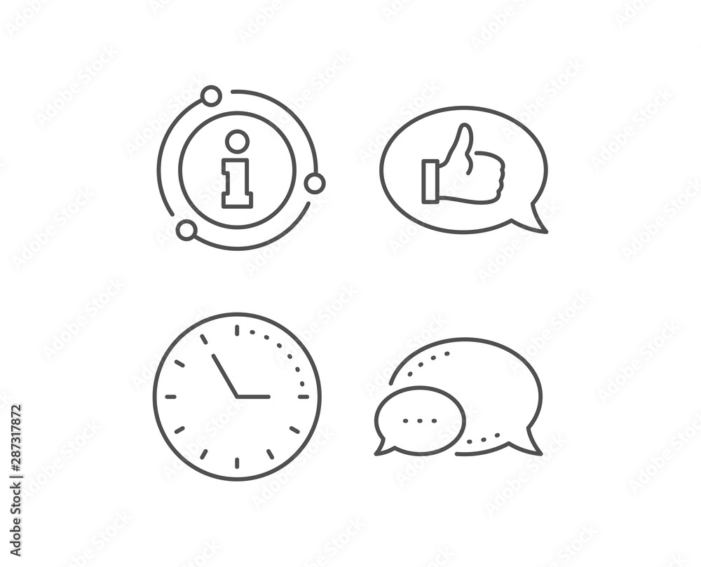 Positive feedback line icon. Chat bubble, info sign elements. Communication symbol. Speech bubble sign. Linear feedback outline icon. Information bubble. Vector