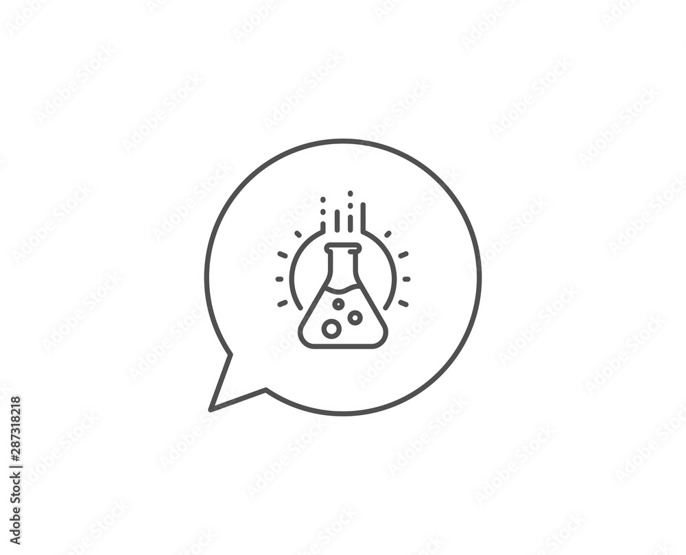 Chemistry lab line icon. Chat bubble design. Laboratory flask sign. Analysis symbol. Outline concept. Thin line chemistry lab icon. Vector Chemistry lab line icon. Chat bubble design. Laboratory flask sign. Analysis symbol. Outline concept. Thin line chemistry lab icon. Vector
