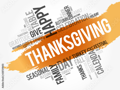 Thanksgiving word cloud collage, holiday concept background