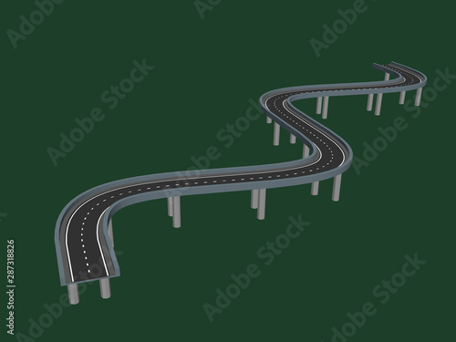 Curved road on supports. Ve...
