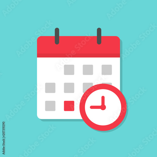Calendar icon with clock icon
