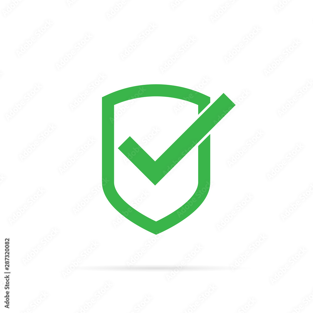Shield with check mark icon with shadow Shield with check mark icon with shadow