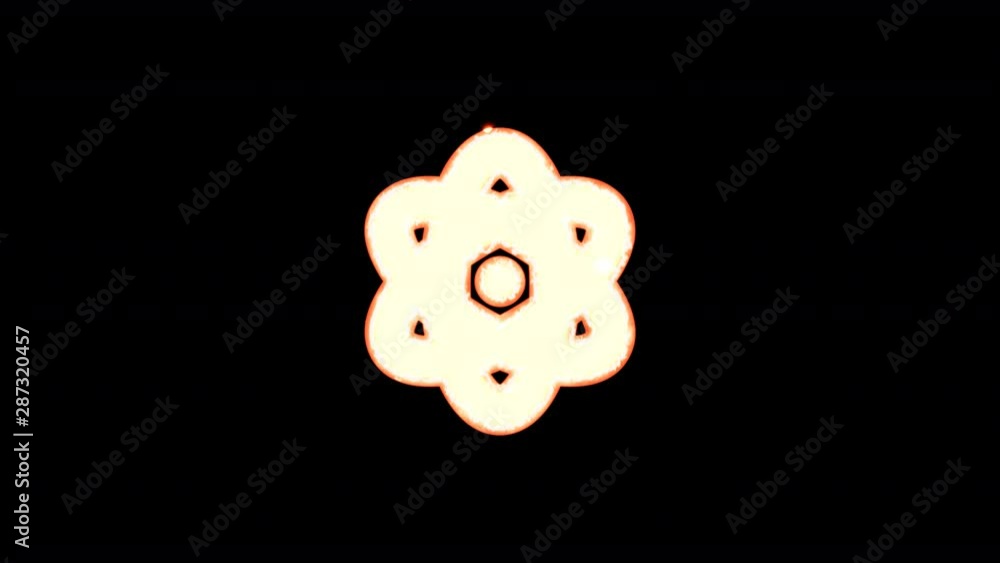 Symbol atom burns out of transparency, then burns again. Alpha channel Premultiplied - Matted with color black Symbol atom burns out of transparency, then burns again. Alpha channel Premultiplied - Matted with color black