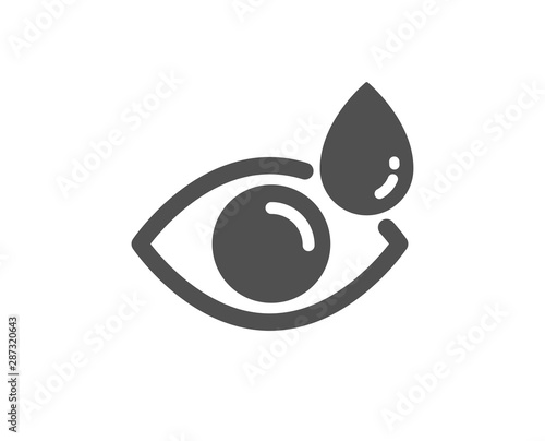 Oculist clinic sign. Eye drops icon. Optometry vision symbol. Classic flat style. Simple eye drops icon. Vector