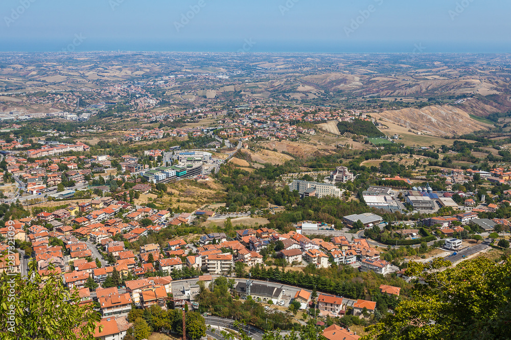 View from the fortress of San Marino to the surrounding settlements