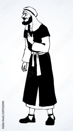 Jewish man in old clothes. Vector drawing