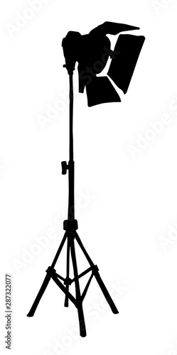 Spotlight on a stand. Vector drawing