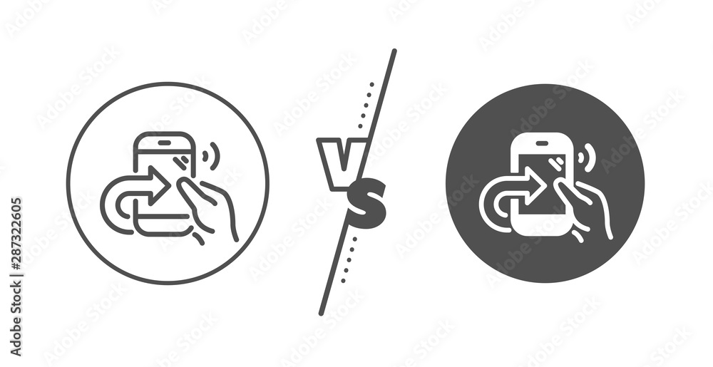 Share phone call sign. Versus concept. Call center service line icon. Feedback symbol. Line vs classic share call icon. Vector Share phone call sign. Versus concept. Call center service line icon. Feedback symbol. Line vs classic share call icon. Vector