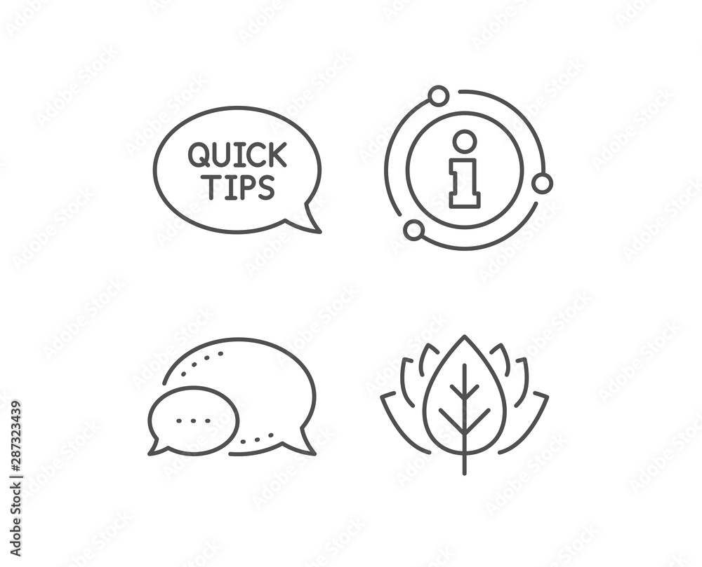 Quick tips line icon. Chat bubble, info sign elements. Helpful tricks speech bubble sign. Linear quickstart guide outline icon. Information bubble. Vector Quick tips line icon. Chat bubble, info sign elements. Helpful tricks speech bubble sign. Linear quickstart guide outline icon. Information bubble. Vector