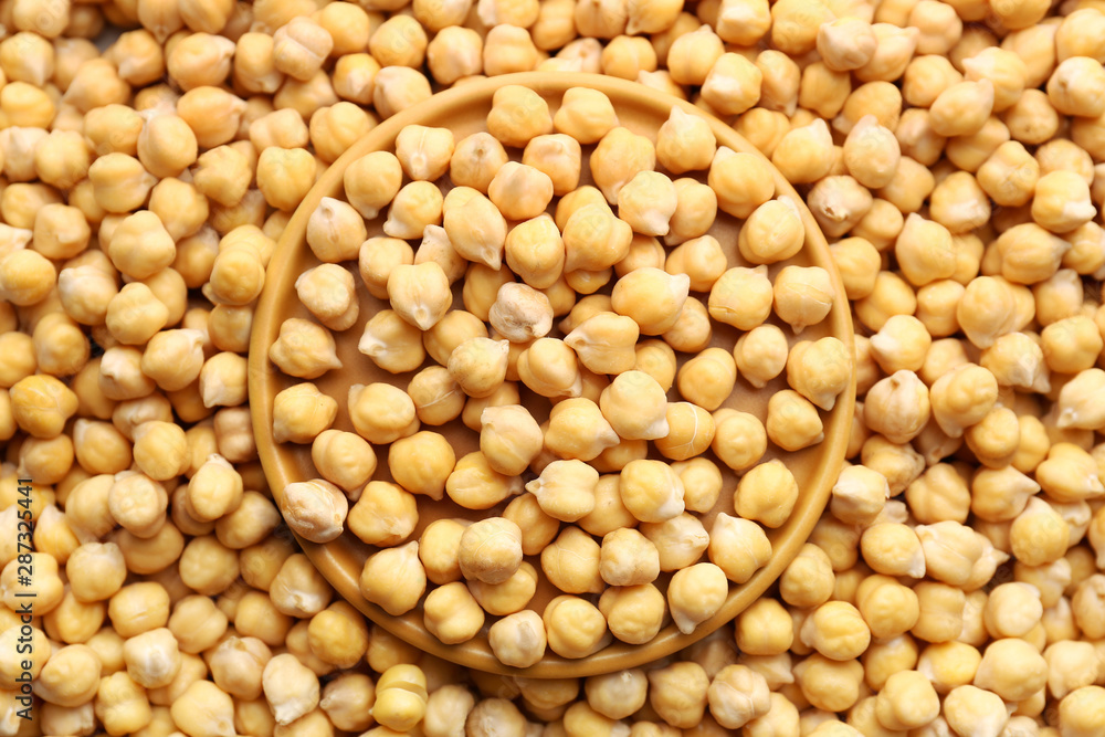 Bowl on many raw chickpea Bowl on many raw chickpea
