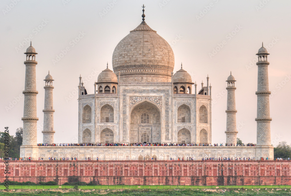 Sunset Views of the Taj Mahal as seen from Mehtab Bagh in Agra, India