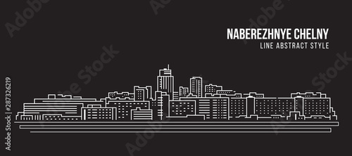 Cityscape Building Line art Vector Illustration design - Naberezhnye Chelny city
