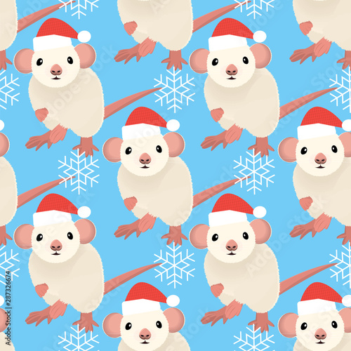 Funny baby pattern with cute mouse with bow and hearts. Childish illustration